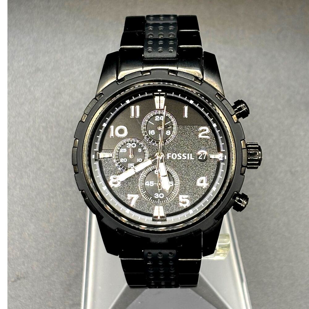 Fossil Dean FS4902 Black Chronograph Steel Silicone Men’s Watch 45mm